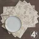 JINCHAN Linen Floral Fall Placemats Set of 4 Cloth Table Mats Rustic Cottagecore Jacobean Outdoor Seasonal for Kitchen Dining Table Decor Washable Tablemats 13x19 Inch Taupe