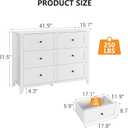 Garvee White 6-Drawer Dresser for Bedroom, 41.7" L Entryway Storage Drawers, 15.8"D x 41.7"W x 31.5"H