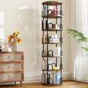 6 Tier Rotating Bookshelf Tower, 360 Display Round Bookcase, Floor Standing Corner Revolving Bookshelf Organizer Storage Rack for Home Study Office, Small Spaces (Black, 6 Tiers)