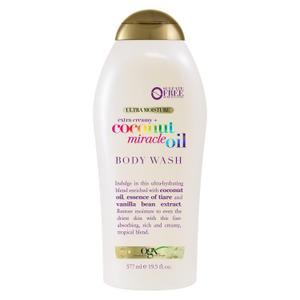 OGX Extra Creamy + Coconut Miracle Oil Ultra Moisture Body Wash, Rich Shower Gel for Dry Skin Infused with Coconut Oil, Body Wash for Women, Sulfate-Free Surfactants, 19.5 fl. oz