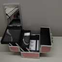 Joligrace Makeup Train Case Makeup Case Organizer Portable Cosmetic Box Storage with 2 Trays Mirror Locking Make Up Travel Case for Nail Kits Cosmetics Craft Traveling Makeup Box Mermaid Pink