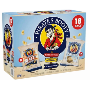 PIRATE'S BOOTY Pokémon Aged White Cheddar Rice & Corn Puffs, 0.5 oz Bags (18 Count), 3 Pack, BB 01/26/2026