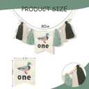 HGFC Duck 1st Birthday Highchair Banner Decorations - First Birthday High Chair Banner - Duck Hunting Theme Party Supplies - Duck Embroidery Tassel Garland - Mallard Duck Wood Bead Tassel Party Banner, Green