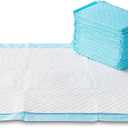 Amazon Basics X-Large Heavy Duty Absorbent Puppy Potty Pads, Leak-Proof, Quick-Dry, Super Absorbent Gel Technology for Dog Training, 28 x 34 Inches, Blue & White, Pack of 50