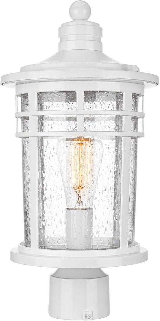 Darkaway Outdoor Post Lights Lamp Posts Outdoor Lighting, 17inch Large Waterproof Aluminum Post Lights Outdoor Light Fixtures with Glass, Light Posts for Outside Patio Yard (Large, White)