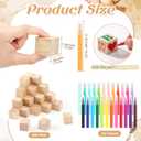 Wonderjune 147 Pcs Baby Shower Blocks Games Sets, 80 DIY Blank Wooden Block 42 Stencils 24 Watercolor Marker 1 Decorate a Block Game Sign for Gender Reveal Baby Shower Party Supplies(Brown Bear)