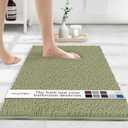 MAYSHINE Chenille Bath Mat, Non Slip Bathroom Mat for Bathroom, Absorbent & Machine Washable Toilet Mat, Soft Plush Bathroom Rug, Bathroom Accessory (Sage Green, 50x80cm) (32"x20" Rectangular)