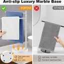 Hand Towel Holder for Bathroom, Stainless Steel Double Hand Towel Holder Stand with Marble Base for Kitchen Countertop, Freestanding Brushed Nickel 360 Swivel 2 Arms Towel Bar Drying Rack, YOFOVI