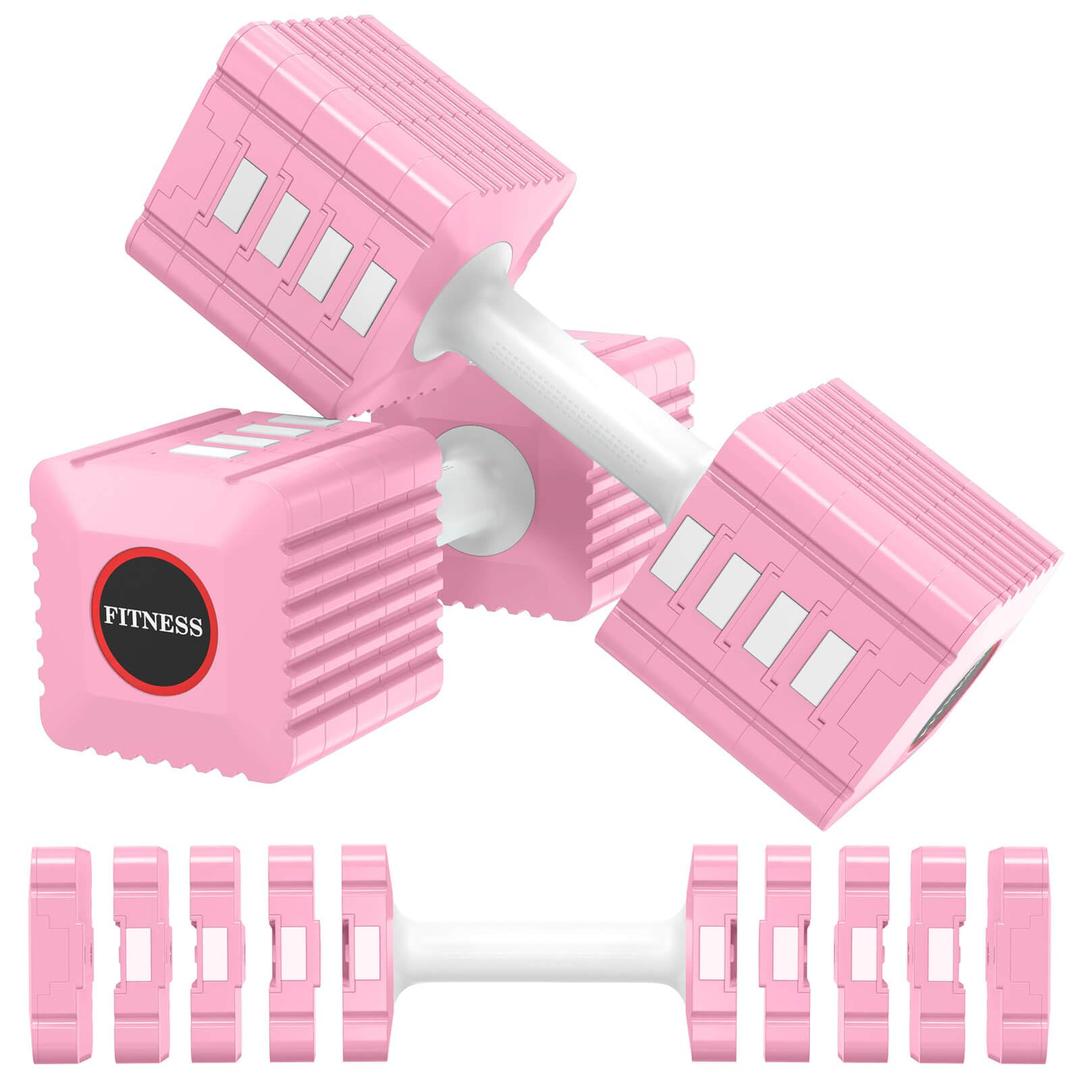 Adjustable Weight Dumbbells Set of 2, 3.4lb/5.7lb/8lb/10.3lb/12.6lb Each Hand Weight Sets for Women/Men, Adjustable Dumbbells Set for Home Gym Fitness Workout Strength Training