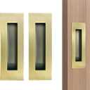 4.72Inch Recessed Finger Flush Pulls Handles for Pocket and Sliding Doors,Closet and Barn Doors Hardware Antique Brass, 2Pack