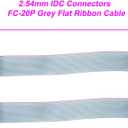 2.54mm Flat Ribbon IDC Cable Male to Female, Flat Ribbon Cable Connector 20P FC 20-Pin 50cm Length 2Pcs (TC-50cm-MF20P-2)