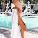 Dokotoo Swimsuit Beach Vacation Clothes Cover Ups for Women 2026 Outfits Summer Dresses Button Down Long Kimonos Cardigan Short Sleeve Side Split Casual Solid Loose Fit Fashion Bathing Suit White S