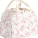 Insulated Lunch Box for Women and Men,Corduroy Lunch Bags for Work,Leakproof Adults Cooler Tote Bag for Offices,Picnic,Travel,Outdoor (Pink Bow) (Flowers)