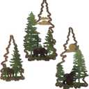 Putuo Decor 3PCS Bear Pine Tree Wall Decor, Woodland Wildlife Wall Art Forest Poster Tree Wall Decoration Artwork for Living Room Bedroom Bathroom Cabin Home Decorations