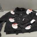 Loafawes Women's Christmas Distressed Cropped Corduroy Jacket Santa Sequin Patched Short Jacket Coat With Pockets (Medium)