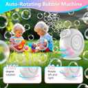 Automatic Bubble Machine for Kids & Toddlers, Rechargeable 15000+ Bubbles Per Minute with 90/360 Rotation & LED Light - Bubble Blower for Birthday Wedding Outdoor Party Gifts