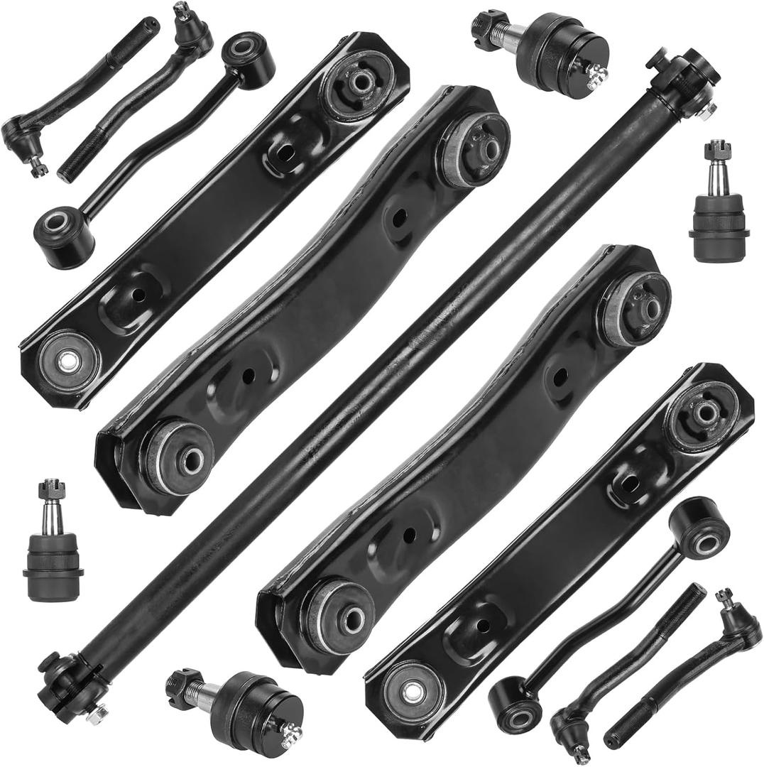 Front Upper Lower Control Arms w/Ball Joints Front Sway Bar End Links Tie Rod Ends Suspension Kit for 1999-2004 Jeep Grand Cherokee (15PCs)