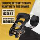 Ayaport Endless Ratchet Straps (No Hooks) 1" x 4' Heavy Duty Small Ratchet Tie Down Straps 1860lbs Break Strength Black Tie Downs for Cargo, Truck Bed, Motorcycle, 4Pcs