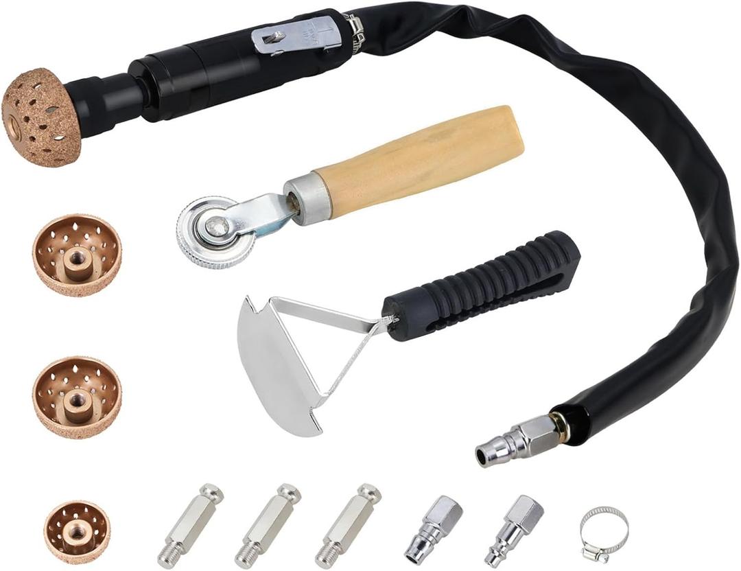 Kefly Air Tire Repair Kits, Wheel Polish Patch Tools, Includes 2500RPM Low Speed Air Tire Buffer, Tire Inner Liner Scrapper, Patch Roller, Tungsten Steel Buffing Wheel, and Precision Accessories