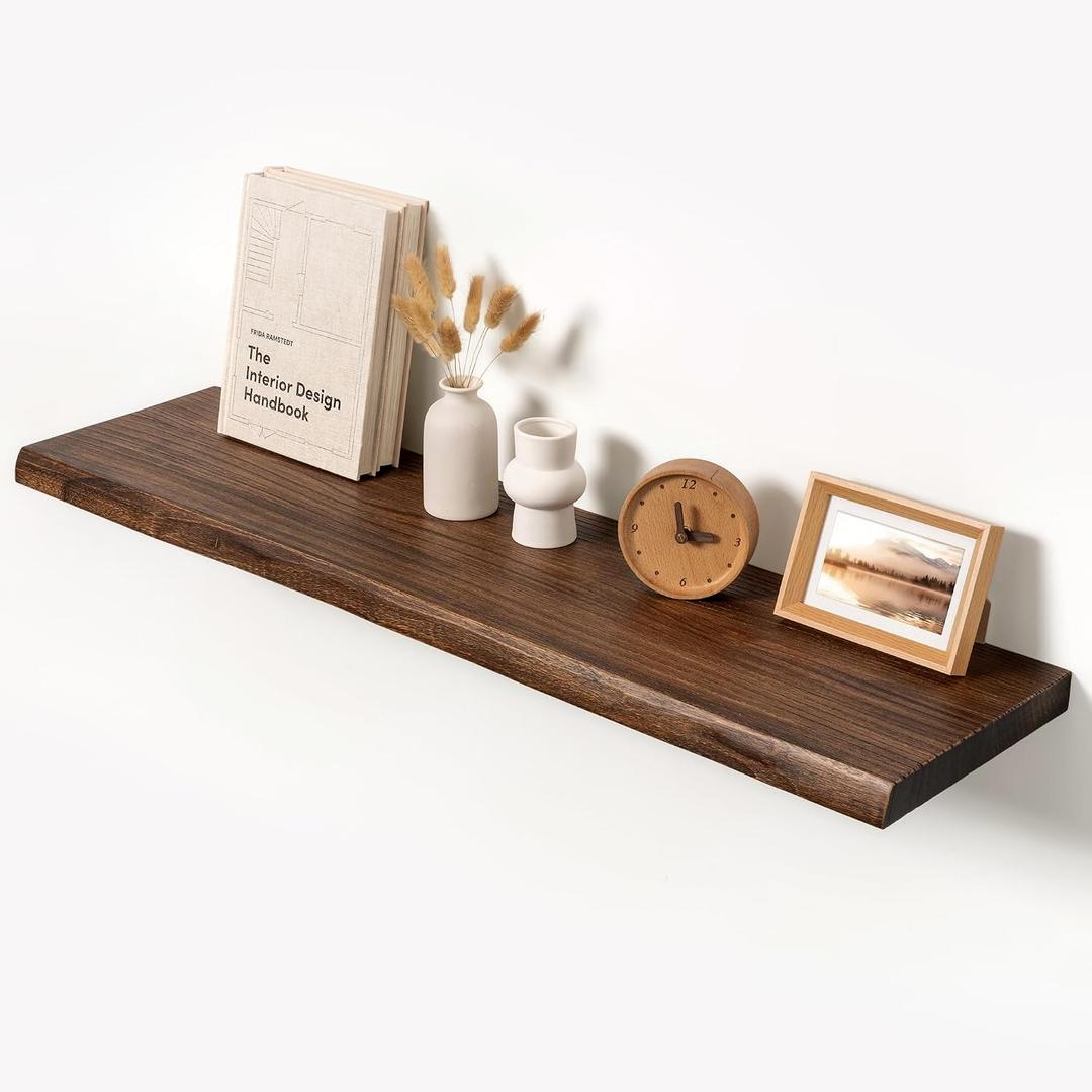 40" Live Edge Floating Shelf, Solid Elm Wood Wall Shelf, 40 Inch | 1 Pack