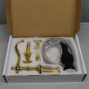 GGStudy 8-16 inch Two Handles 3 Holes Widespread Bathroom Sink Faucet Gold Basin Mixer Tap Faucet Matching Metal Pop Up Drain with Overflow