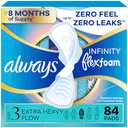 Always Infinity Feminine Pads for Women, Flexfoam Pads with Wings, Size 3, Extra Heavy Absorbency, Unscented, 56 Count (2 Packs of 28)