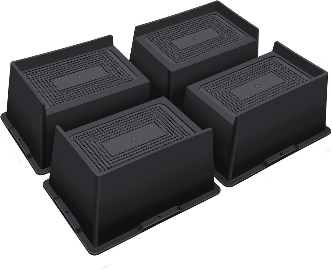 ANNKUT Bed Risers 4 Inch Heavy Duty,Oversized Couch Risers, Extra Wide Furniture Risers for Sofa Table Desk Headboard Chair Lifting,Rectangle Risering Blocks Support 6000 lbs(4 Pack Black)