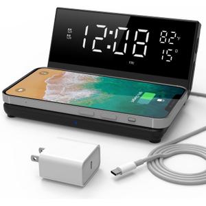 Soundfreaq Charge Rise II, SFQ-20: Digital Alarm Clock, with Dual Alarms, Fast USB Charger and Wireless Charger (Black)