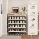 5-Tier Shoe Rack, Wood Acrylic Shoe Shelf, White, 29" W, 10"D x 29"W x 34.6"H