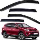 Lightronic Extra Durable Outside-Mount Auto Vent Window Visor, Fits 2013-2018 Toyota Rav4, UV Protection Rain Guard, Original Wind Deflector, No-Drill Easy Install, Dark Smoke, 4-Pcs
