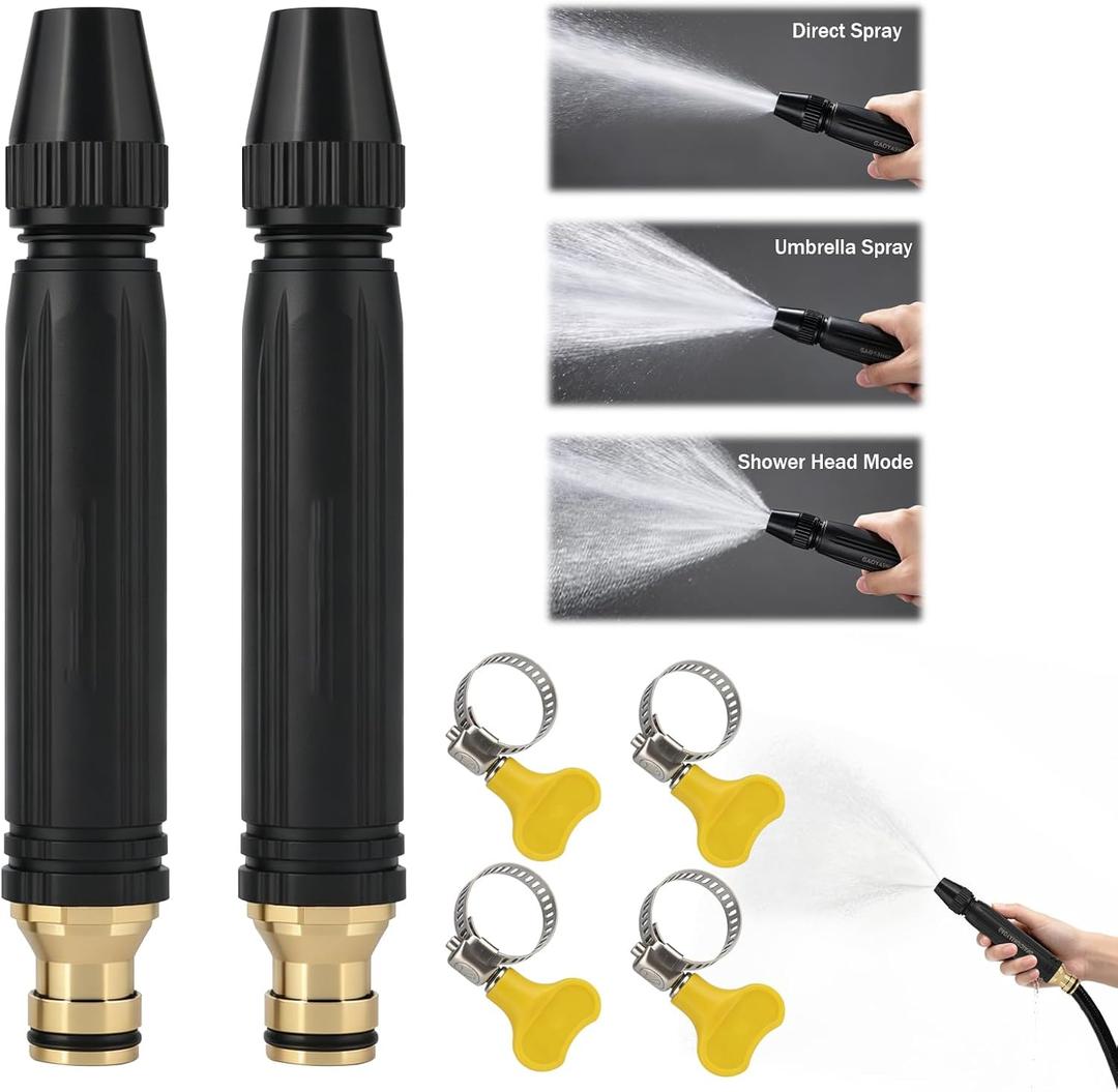 2 Pcs Hose Nozzle High Pressure,High Pressure Water Hose Nozzle with Booster Nozzle,360° Adjustable Hose Nozzle,for Watering Plants and Vegetables, and Car Washing1