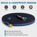 Ultra Lightweight 100FT Garden Hose - Heavy-Duty Kink-Free Flexible Hose, Non-Expanding Design with Aluminum Brass Fittings, Crush-Proof for Yard/Lawn/Outdoor Use(black-blue, 100 FT)