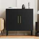 Storage Cabinet with Doors, Modern Black Accent Cabinet, Free Standing Cabinet, Wooden Buffet Sideboards for Living Room, Kitchen,Home Office, 31 inches x 16 inches x 31 inches