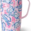 Swig Life 22oz Travel Mug, Insulated Tumbler with Handle and Lid, Cup Holder Friendly, Dishwasher Safe, Stainless Steel, Travel Coffee Cup, Insulated Mug with Lid (Get Crackin)