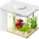 Vehipa 3.7L (1 Gal) Betta Fish Aquarium, Acrylic Small Fish Tank Kit with Water Filter Pump & LED Light, Ideal for Small Fish, Plants and Shrimp, White