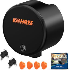 Kohree Heavy Duty Trailer Coupler Lock, Trailer Tongue Lock Hitch Locks RV Trailer Locks fit 2-5/16 Inch, 2", 1-7/8" Couplers, Durable Structural Steel Safety Tow Lock, 4 Keys & 4 Dust Covers, Black