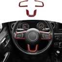 RT-TCZ for Wrangler JL Steering Wheel Trim Decal Panel Red Carbon Fiber for Jeep Wrangler JL JLU Gladiator JT 2018-Present Red Carbon Fiber Interior Accessories 3pcs
