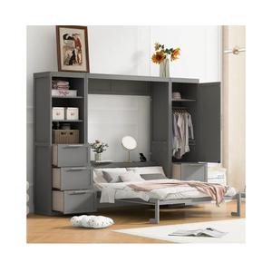 Ball & Cast Ball & Cast Murphy Bed Queen Size,Hideaway Wall Beds with Shelves & Storage Cabinet,Murphy Beds can be Folded,Bedroom Folding Bedframe for Guest Room
