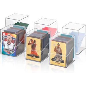 6 Pack Card Deck Boxes: Transparent Storage for TCG, MTG, YuGiOh, Sport Cards and Other Collectible Cards  Compact Clear Organizers, Holds 800+ Cards, Ideal for Collection and Storage