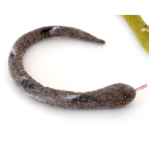 Glaciart One Felt Cat Snake Toy – Soft Fuzzy Enrichment 100% Natural Wool - Interactive Catnip Play Cat Toy Set - Safe for Pets, Non-AZO Colored Dyes - 18” Long (Set of 2)
