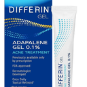 Differin Acne Treatment Gel, 180 Day Supply, Retinoid Treatment for Face with 0.1% Adapalene, Gentle Skin Care for Acne Prone Sensitive Skin, 45g Tube, Exp: 11/2027