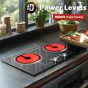 ADVWIN Electric Cooktop, 2 Burner Knob Control Plug in Built-in Ceramic Electric Stove Top with Child Safty Lock & Timer & Over-Temperature Protection & 10 Power Setting, 1800W, 110v (2 burners)