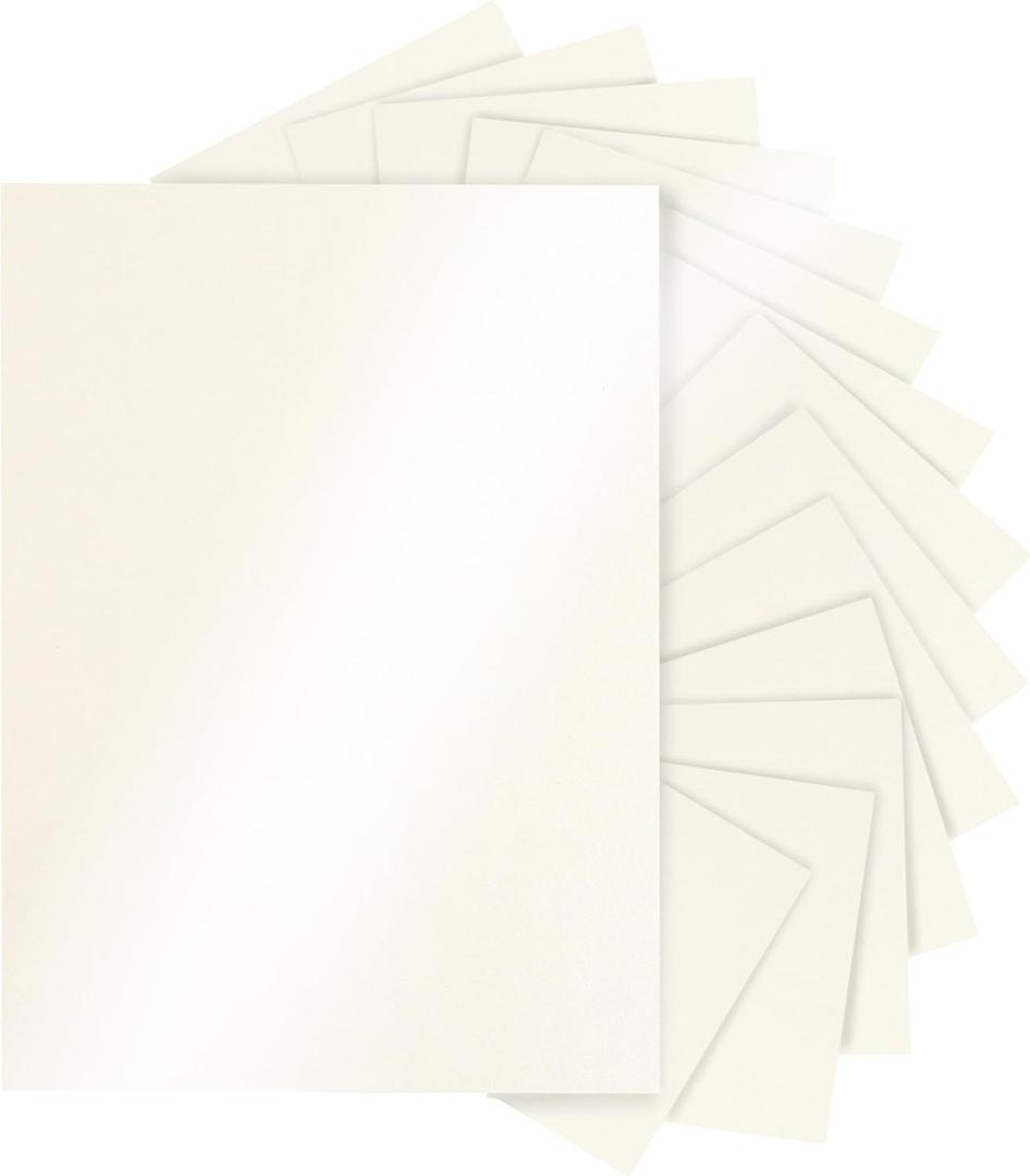 Silunkia 28 Sheets Cream Shimmer Cardstock 8.5 x 11 Off White Paper, 92lb Heavyweight Glossy Paper Card Stock for DIY Cards Making, Business Cards, Wedding Invitations, School Crafting, Menus