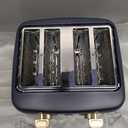 West Bend Timeless 4-Slice Toaster with 7 Browning Levels, Bagel/Waffle/Defrost Settings, High-Lift Lever, Anti-Jam, Easy-Clean Crumb Tray, 4-Slice, Blue/Gold