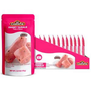 La Costea Sweet Tamales - Made with Dried Plum & Masa Corn Meal - Microwavable Ready to Eat Meals No Refrigeration - Premade Easy Meals - Instant Lunch To Go - Mexican Food - 3.8 oz, 12 Pack, BBD: May 21, 2026