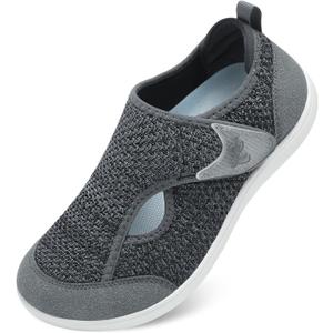 LeIsfIt Womens Wide Diabetic Shoes Adjustable Barefoot Walking Shoes Breathable Zero Drop Sneakers for Wide Width Arthritis Edema Feet (Gray) size 6.5