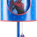 Marvel Spider-Man Table Lamp,2-Layer Cut Out Shade with Themed Print, Stick Lamp with Figural Pull Chain for Kids Bedroom or Playroom Decor
