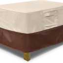 Vailge Rectangle Patio Ottoman Cover, Waterproof Outdoor Ottoman Cover with Padded Handles, Patio End Table Cover, Heavy Duty Patio Furniture Covers (Medium,Beige & Brown)