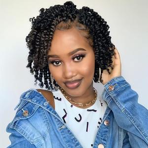 BOHOBABE Pre-twisted Passion Twist Crochet Hair 6 Inch Short Pre-looped Crochet Passion Twist Braiding Hair 8 Packs (1#, Jet Black)