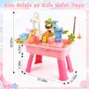 Upgraded Toddler Sand Water Table Toy with Electric Water Pump, Kids Sand Water with Faucet/Play Food Accessories/Fishing Toy, Kitchen Play Sink Toys for Girl Boy Age 3+ (Pink)